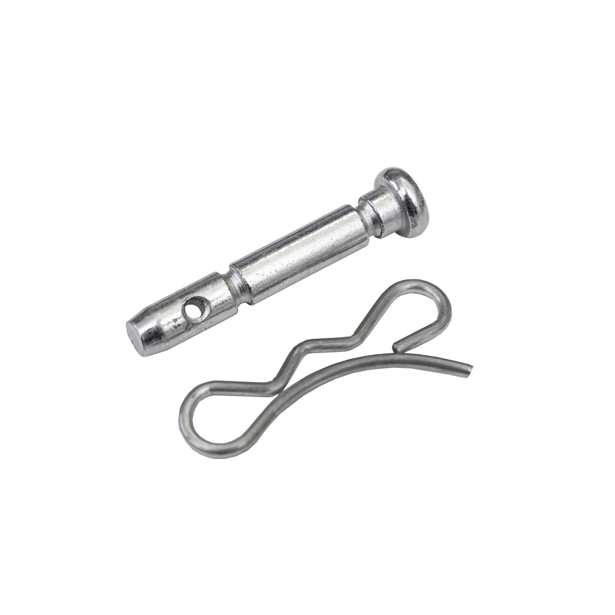 Metallischer Abscherbolzen mit Sicherungsclip.