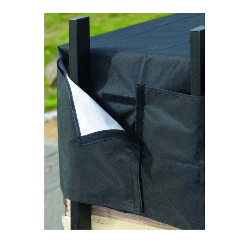 Kaminholzregal inklusive Abdeckung schwarz Stahl 36 x 120 x 119 cm