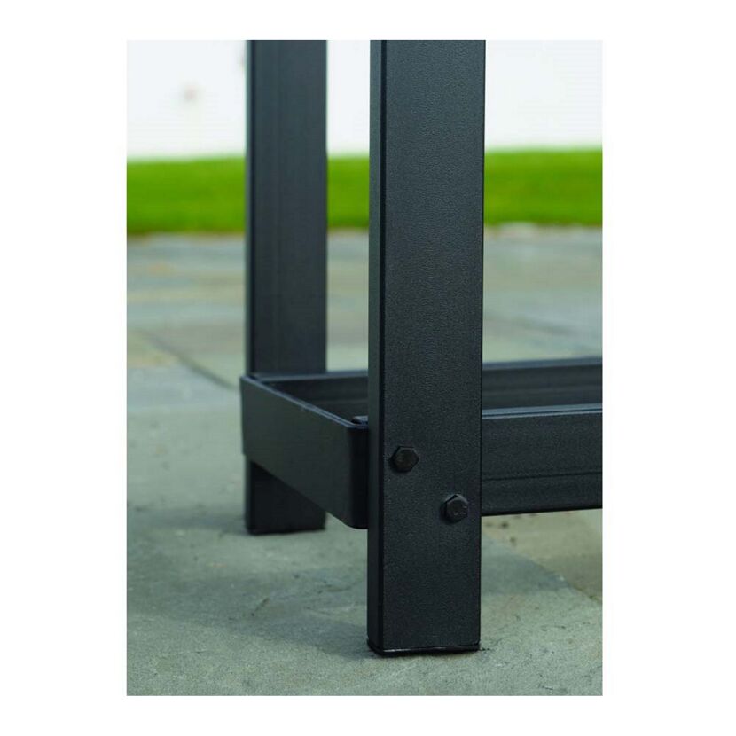 Kaminholzregal inklusive Abdeckung schwarz Stahl 36 x 120 x 119 cm