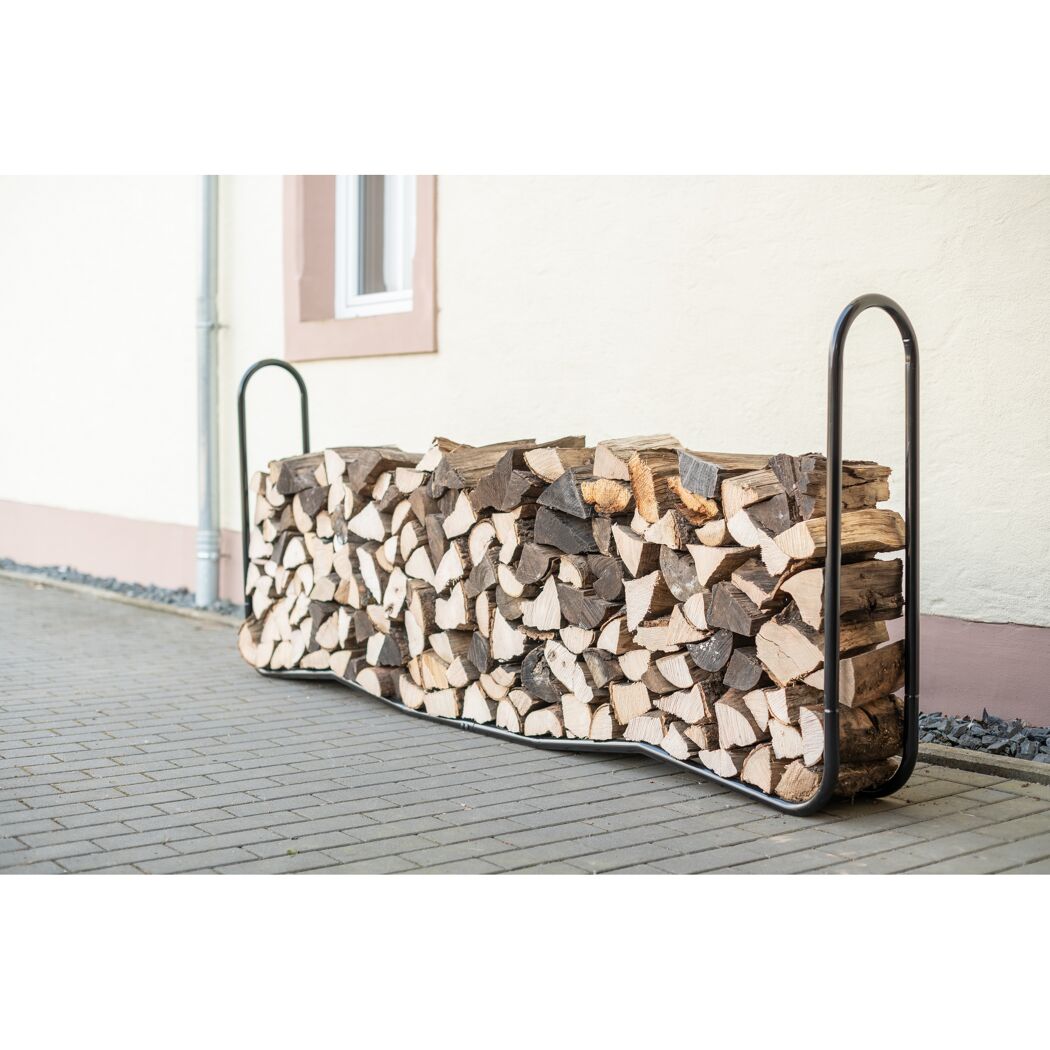 Kaminholzregal schwarz Stahl 25 x 244 x 99 cm
