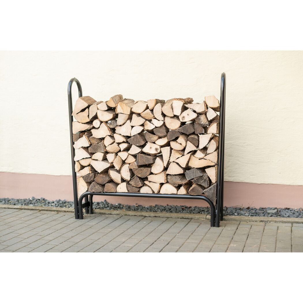 Kaminholzregal schwarz Stahl inklusive Abdeckung 126 x 25 x 118 cm