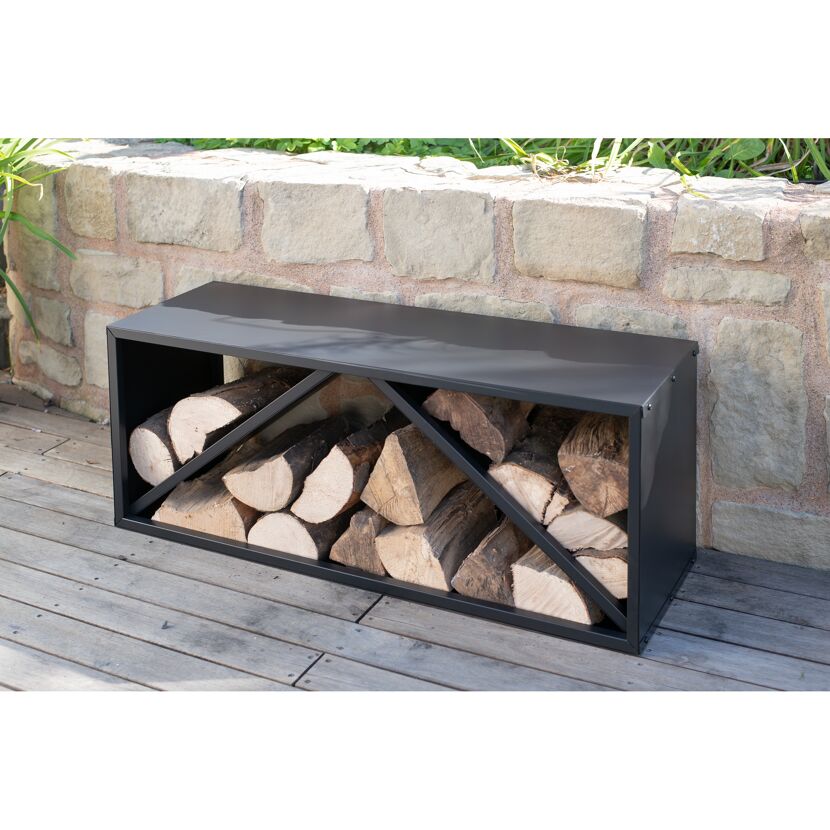 Kaminholzregal schwarz Stahl 104 x 35 x 40 cm