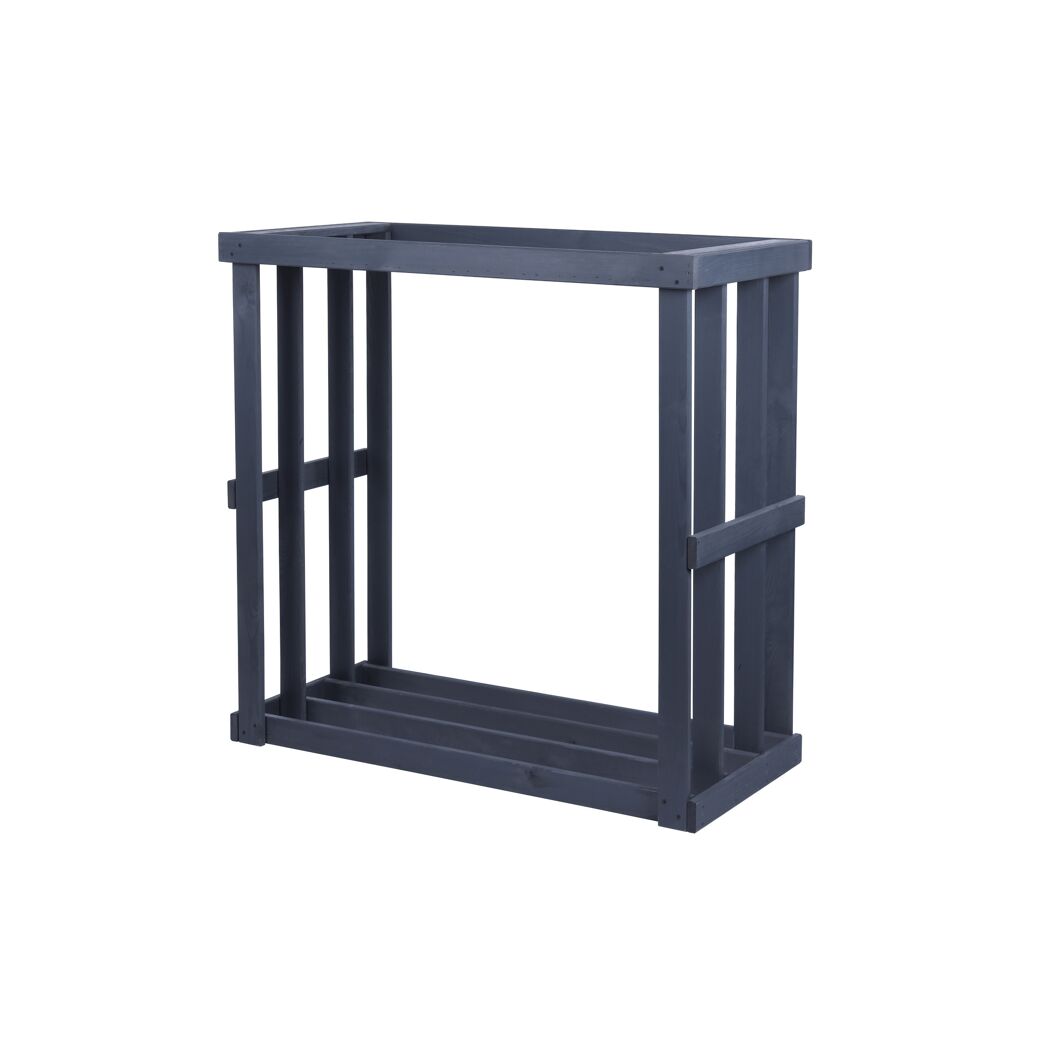 Blaues Holzregal für Brennholz
