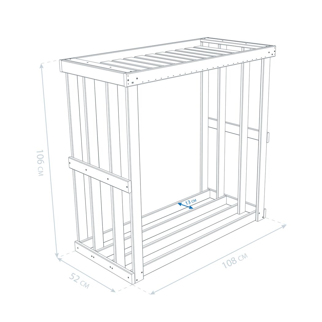 Holzregal für Brennholz mit Maßen