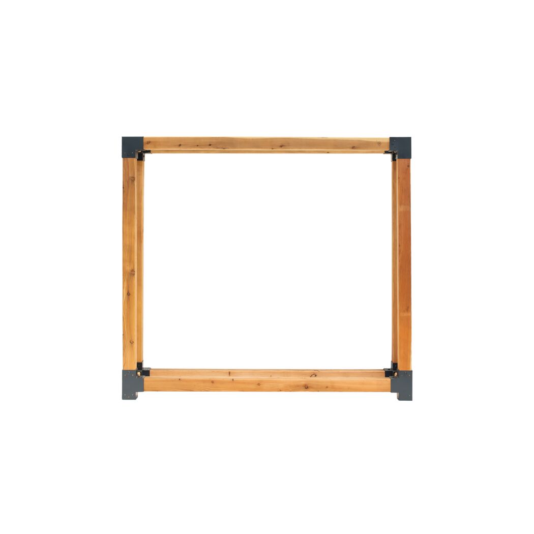 Holzregalrahmen mit Metallverbindungen