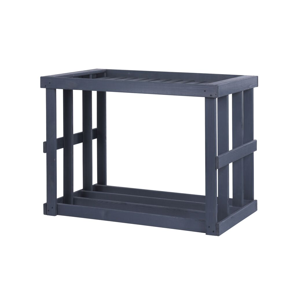 Blaues Kaminholzregal aus Holz