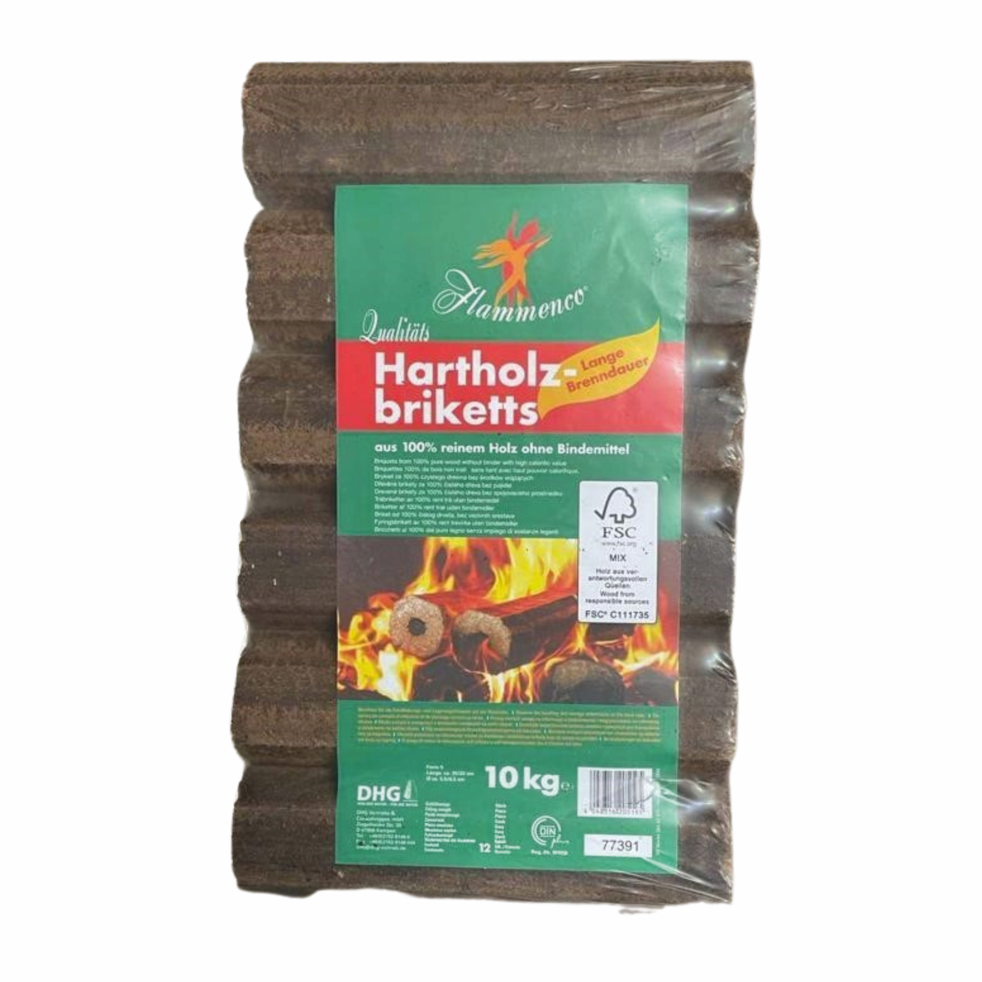 Hartholzbriketts mit Loch 10 kg + product picture