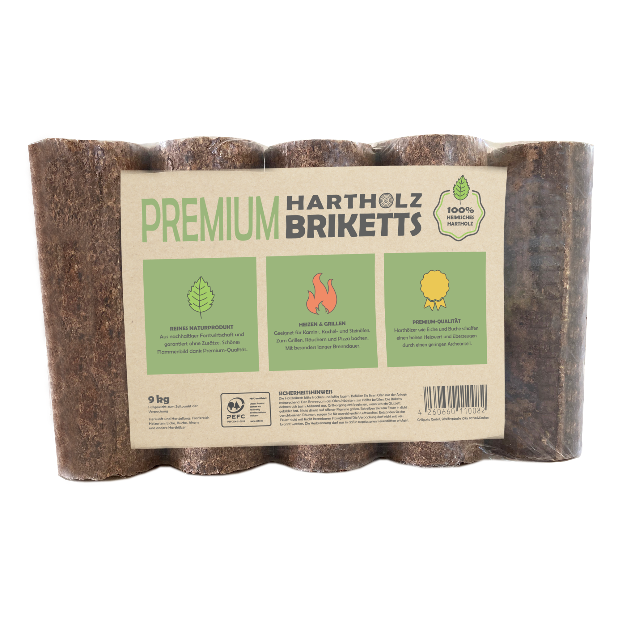 Premium-Hartholzbriketts 9 kg + product picture
