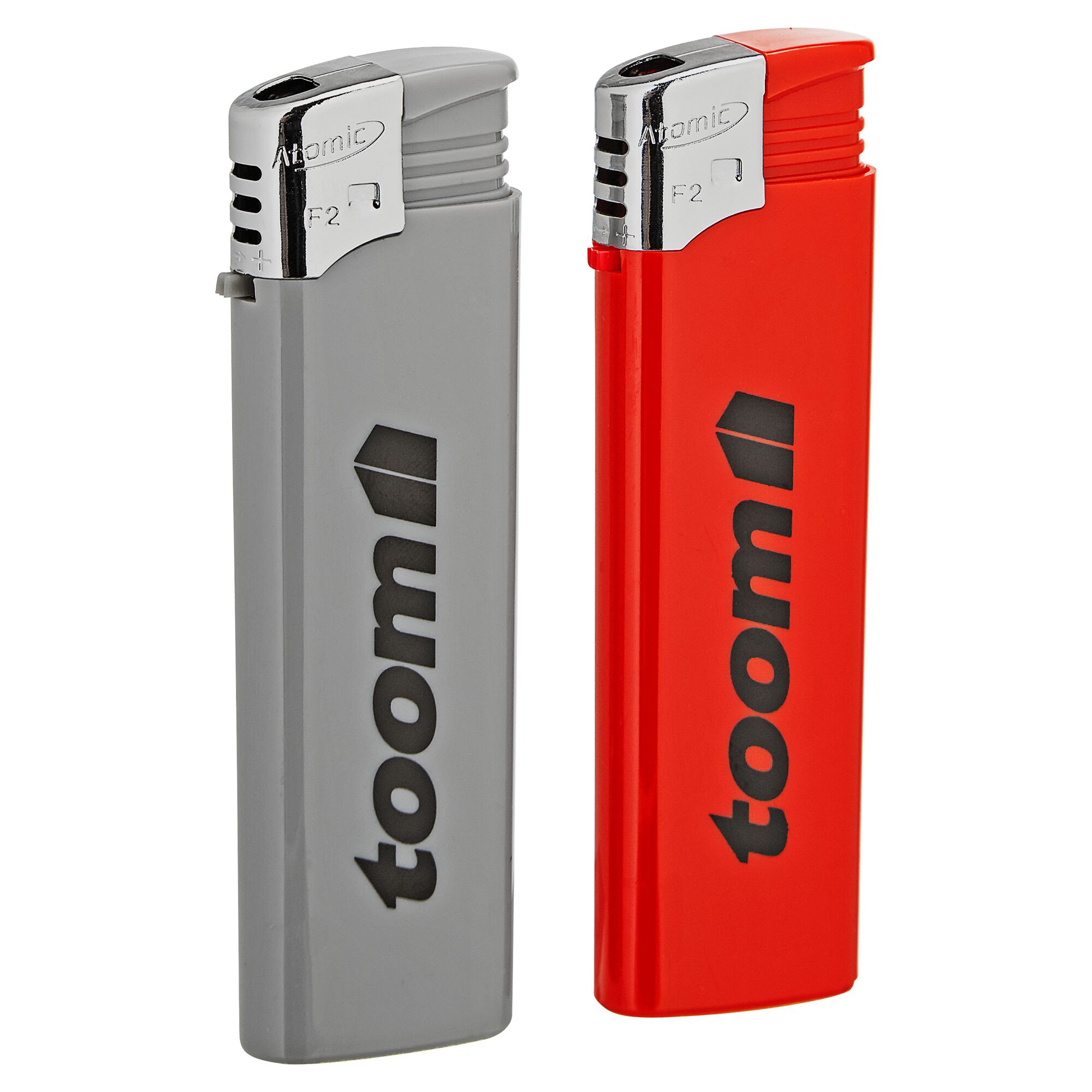 Zwei Feuerzeuge von toom in Grau und Rot