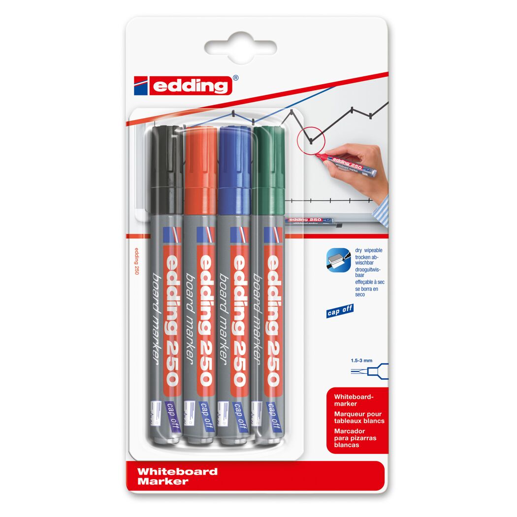 Edding 250 Whiteboard Marker, 4er Set