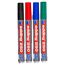 Vier verschiedenfarbige Edding 250 Whiteboardmarker.