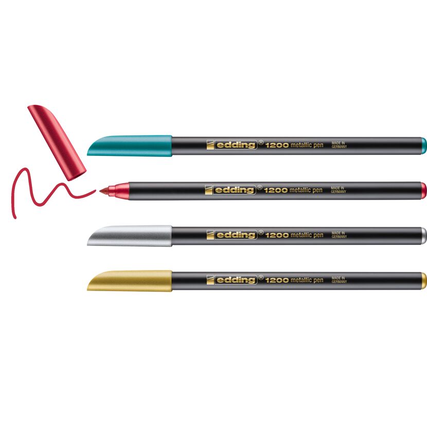Fasermaler '1200 metallic' mehrfarbig 1 - 3 mm 4er-Set