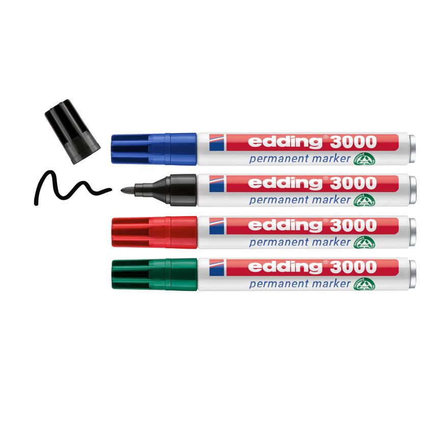 Permanentmarker '3000' mehrfarbig 1,5 - 3 mm 4er-Set