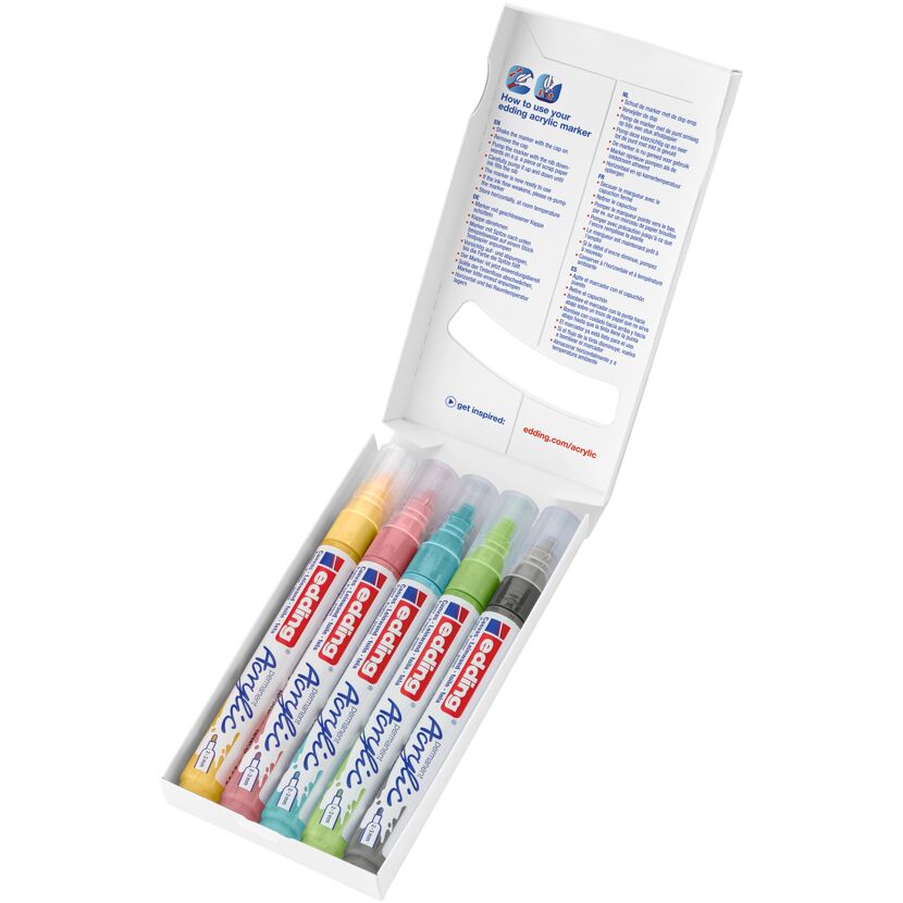 Acrylmarker '5100 Medium Pastell' mehrfarbig  2 - 3 mm 5er-Set