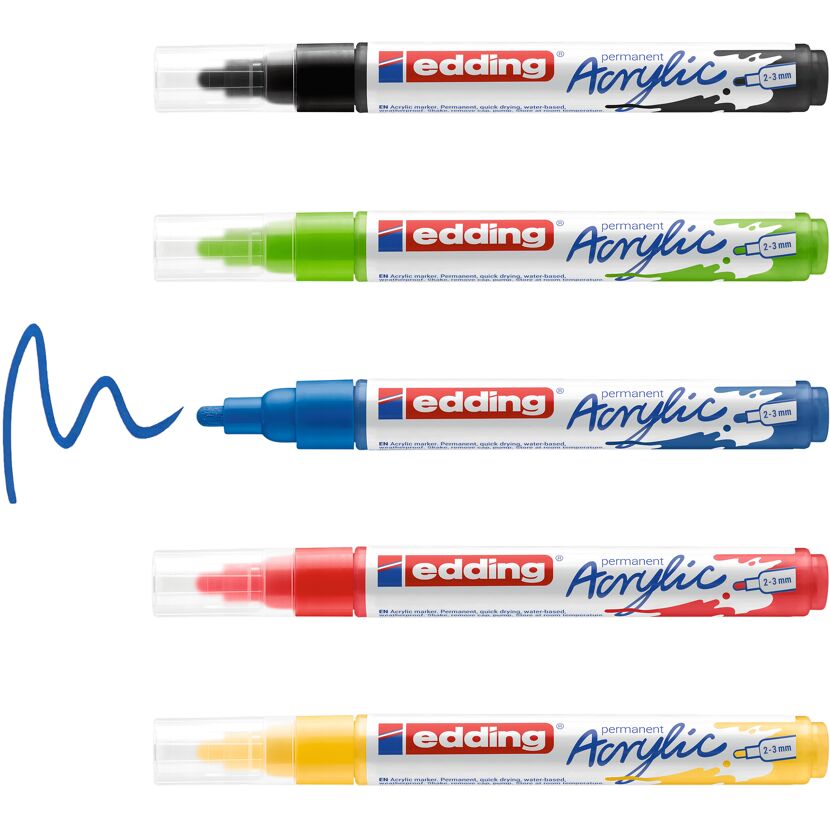 Acrylmarker '5100 Medium Basic' mehrfarbig 2 - 3 mm 5er-Set