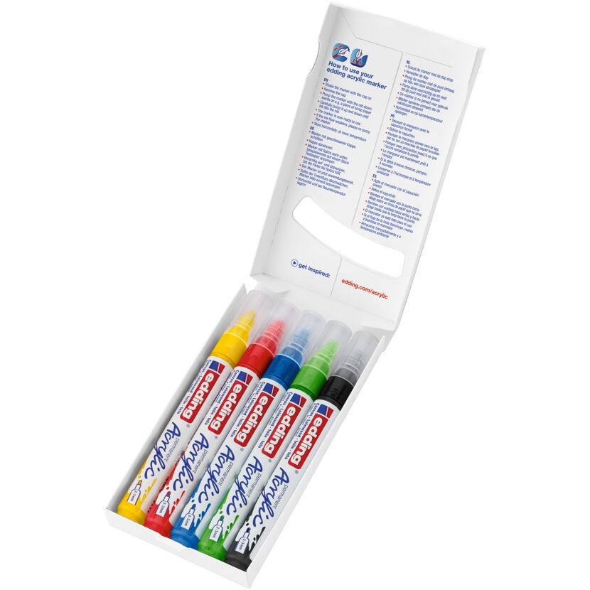 Acrylmarker '5100 Medium Basic' mehrfarbig 2 - 3 mm 5er-Set