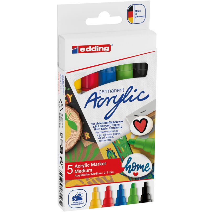 Acrylmarker '5100 Medium Basic' mehrfarbig 2 - 3 mm 5er-Set