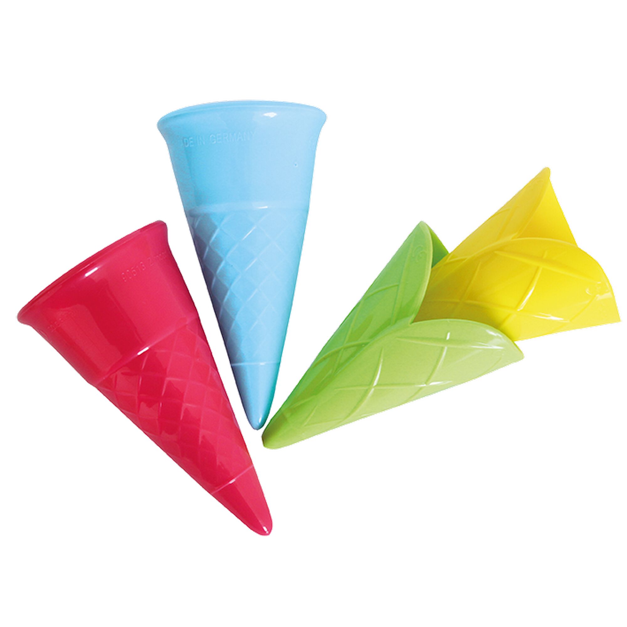 Vier bunte Eistüten liegend