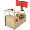 Spielhaus Galleon aus Holz mit roter Flagge und Steuerrad