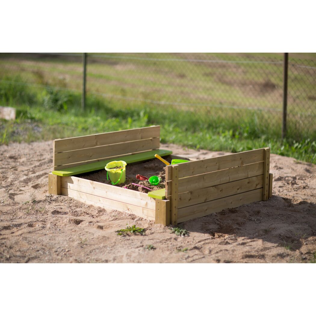 Holz-Sandkasten 'Maus' natur mit Deckel 120 x 120 x 25 cm