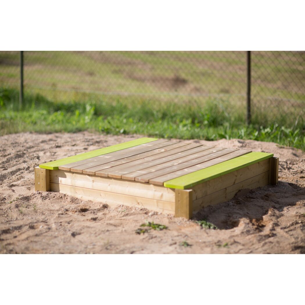 Holz-Sandkasten 'Maus' natur mit Deckel 120 x 120 x 25 cm