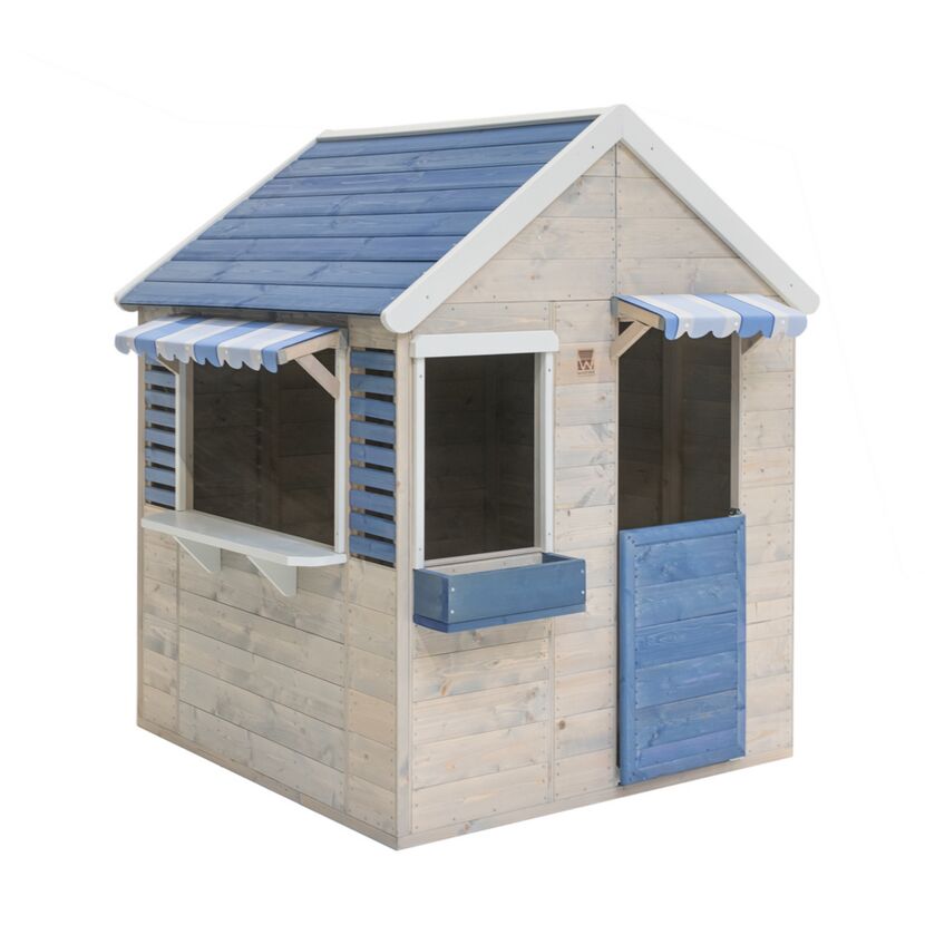 Holz-Spielhaus 'Delfin' natur/blau 120 x 120 x 155 cm
