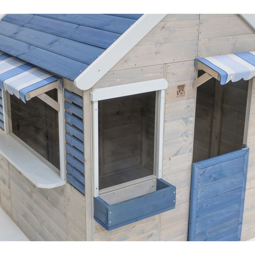 Holz-Spielhaus 'Delfin' natur/blau 120 x 120 x 155 cm