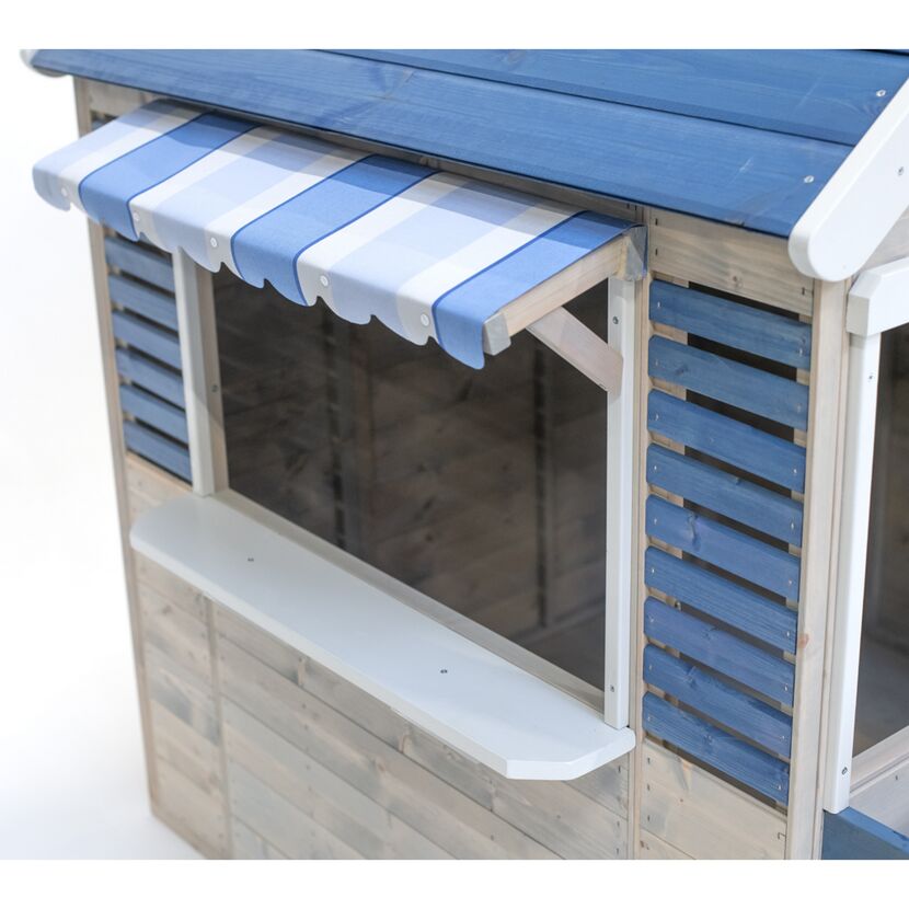 Holz-Spielhaus 'Delfin' natur/blau 120 x 120 x 155 cm