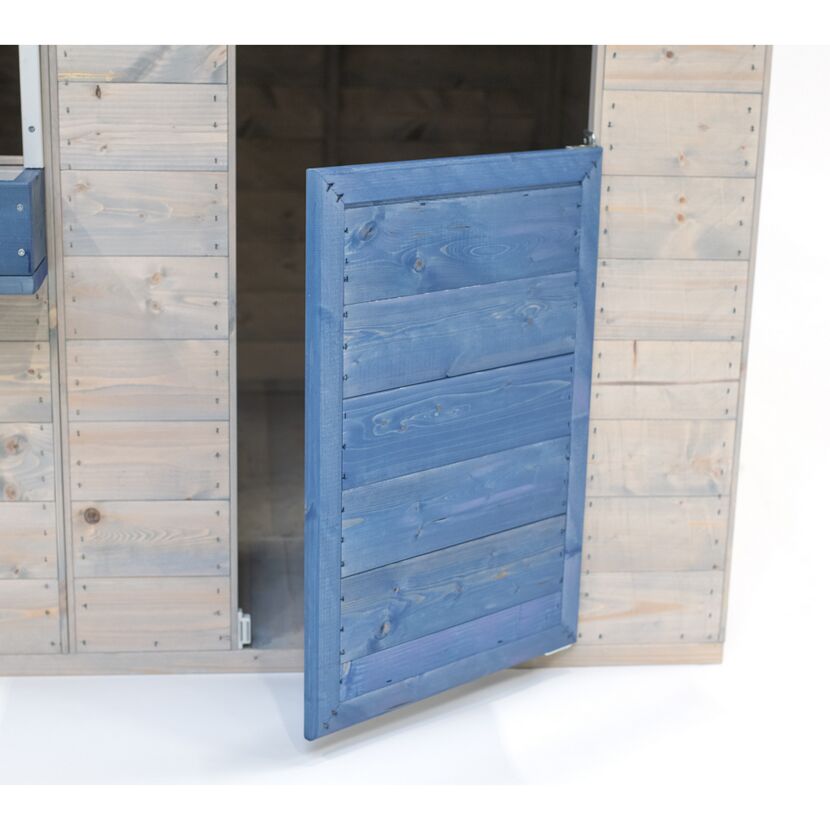 Holz-Spielhaus 'Delfin' natur/blau 120 x 120 x 155 cm