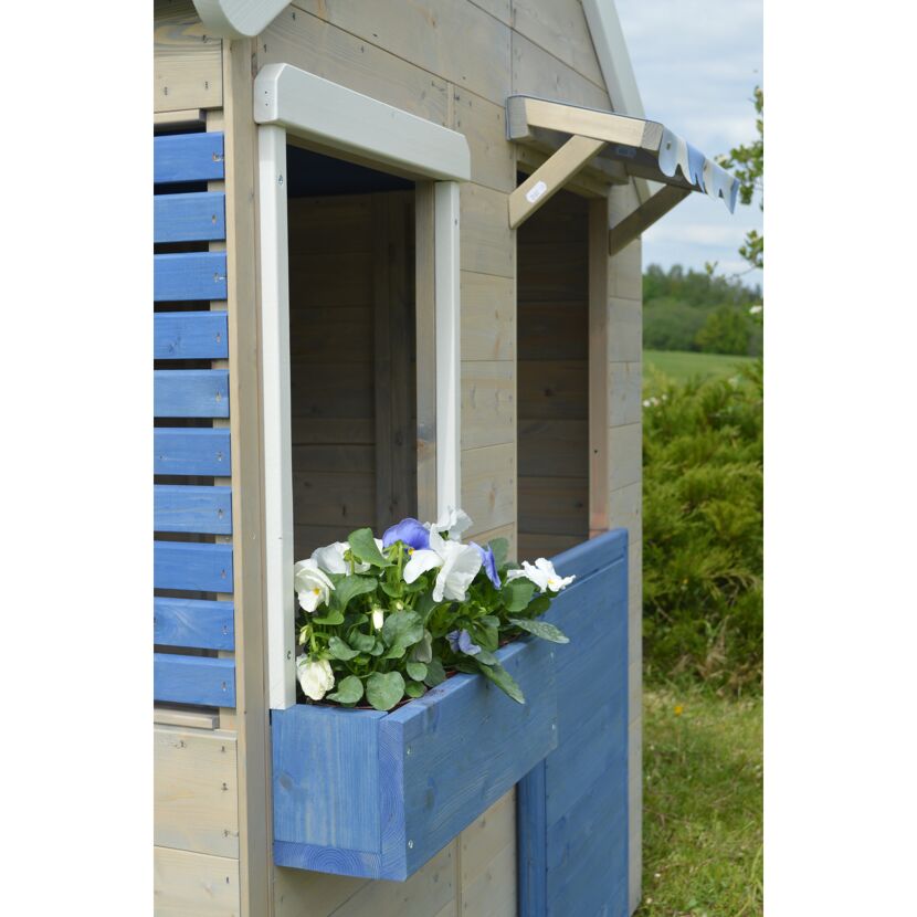 Holz-Spielhaus 'Delfin' natur/blau 120 x 120 x 155 cm