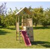 Holz-Spielturm 'Hase' natur Rutsche und Kletterwand 260 x 110 x 270 cm