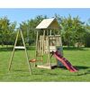 Spielturm 'Panda' natur - rot Holz 290 x 270 x 270 cm