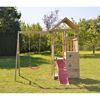 Spielturm 'Panda' natur - rot Holz 290 x 270 x 270 cm