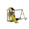 Holz-Spielturm 'Pinguin' natur Rutsche, Kletterwand, 2 Schaukeln und Sandkasten 280 x 340 x 270 cm