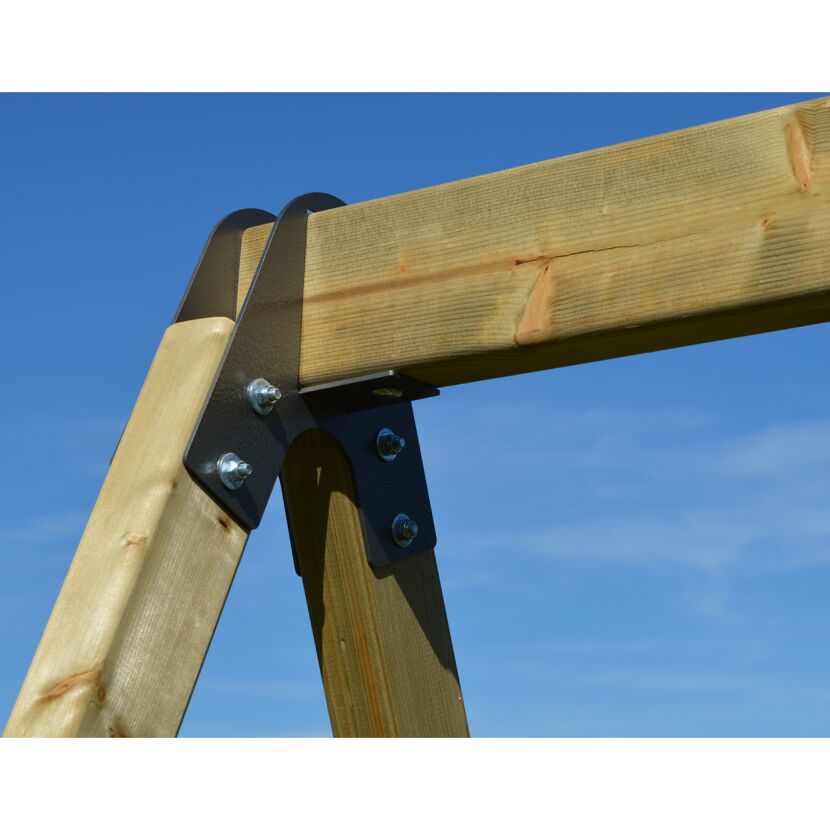 Holz-Spielturm 'Salamander' natur Rutsche, Kletterwand und 2 Schaukeln 290 x 340 x 270 cm