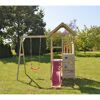 Holz-Spielturm 'Gorilla' natur Rutsche, Kletterwand, Schaukel und Picknicktisch 290 x 270 x 270 cm