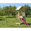 Holz-Spielturm 'Flamingo' natur Rutsche, Kletterwand, 2 Schaukeln und Picknicktisch 280 x 340 x 270 cm