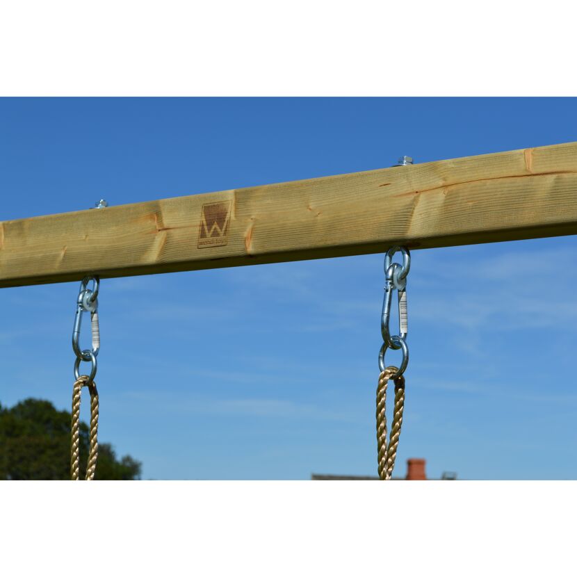 Holz-Spielturm 'Flamingo' natur Rutsche, Kletterwand, 2 Schaukeln und Picknicktisch 280 x 340 x 270 cm