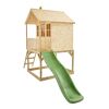 Spielhaus aus Holz mit Rutsche