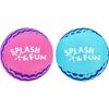 Zwei pinke und blaue Wasserbälle 'Splash & Fun' mit Wellenmuster.