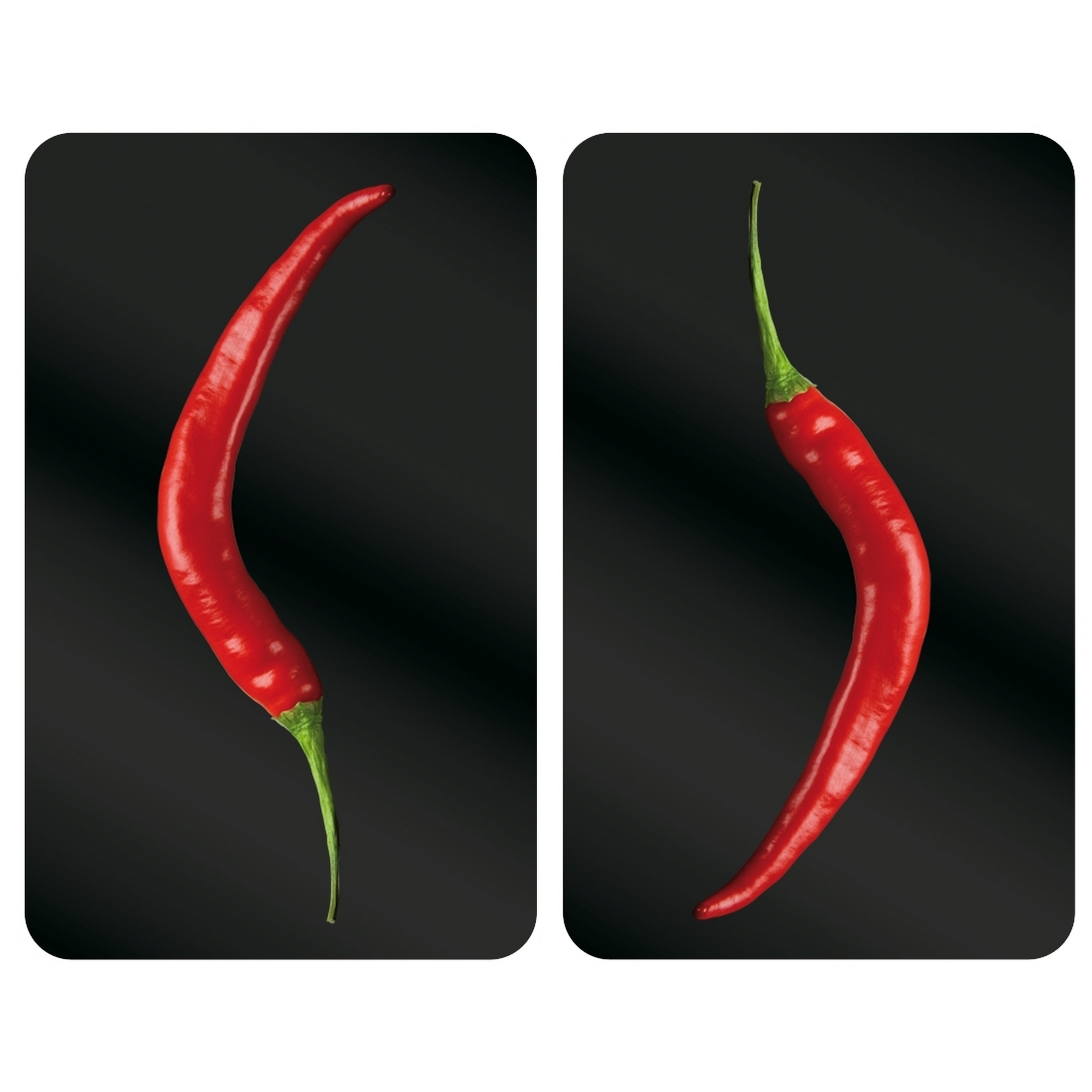 Glasabdeckplatten 'Hot Peperoni' 30 x 52 cm, 2 Stück