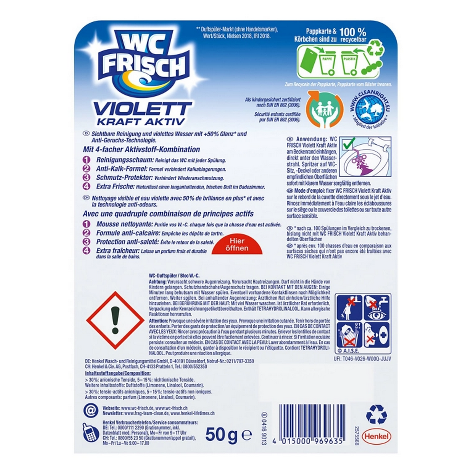 WC-Reiniger 'Violett Kraft Aktiv' Magnolie 1 Stück + product picture
