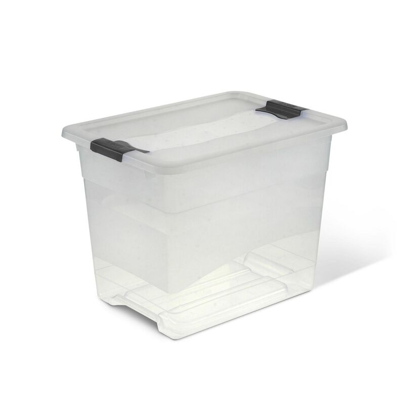 Leere durchsichtige Aufbewahrungsbox mit Deckel
