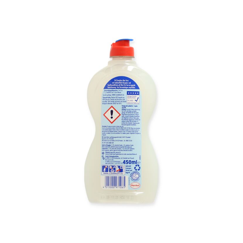 Pril Sensitive Aloe Vera, Rückseite der Flasche