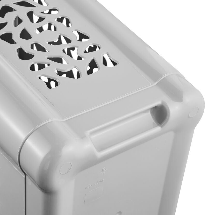 Graue Wäschebox mit Lochmuster