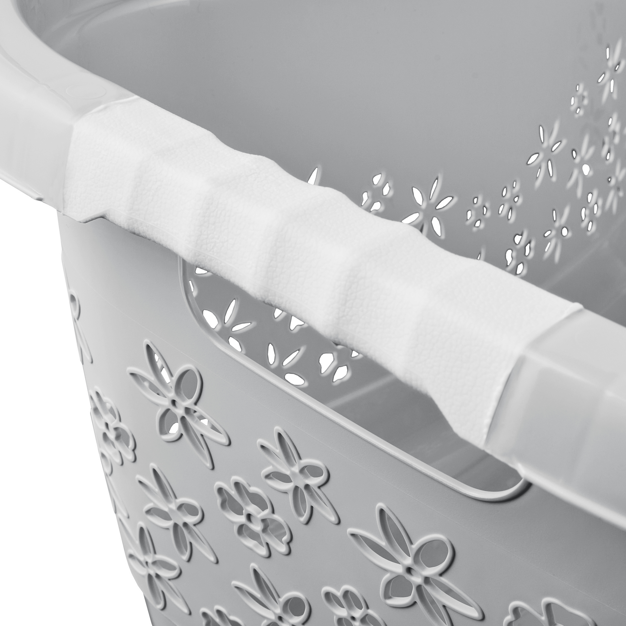 Wäschekorb 'Lasse' nordic grey ergonomisch mit softgriffen 65 x 45 x 28,5 cm 50 l + product picture