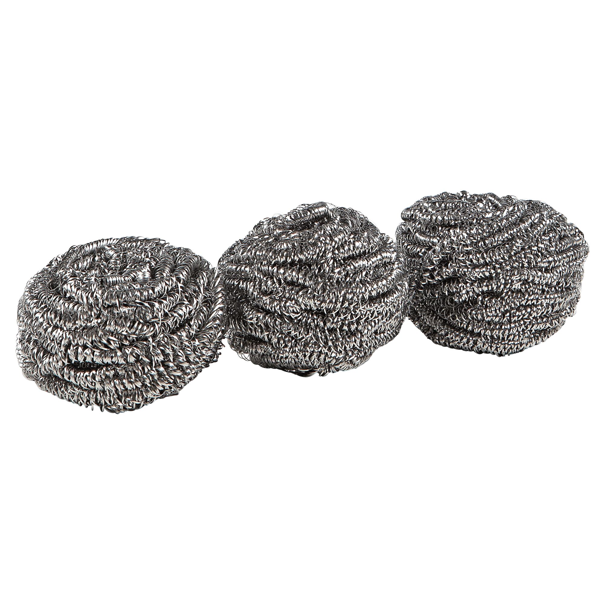 Drei metallene Scheuerspiralen