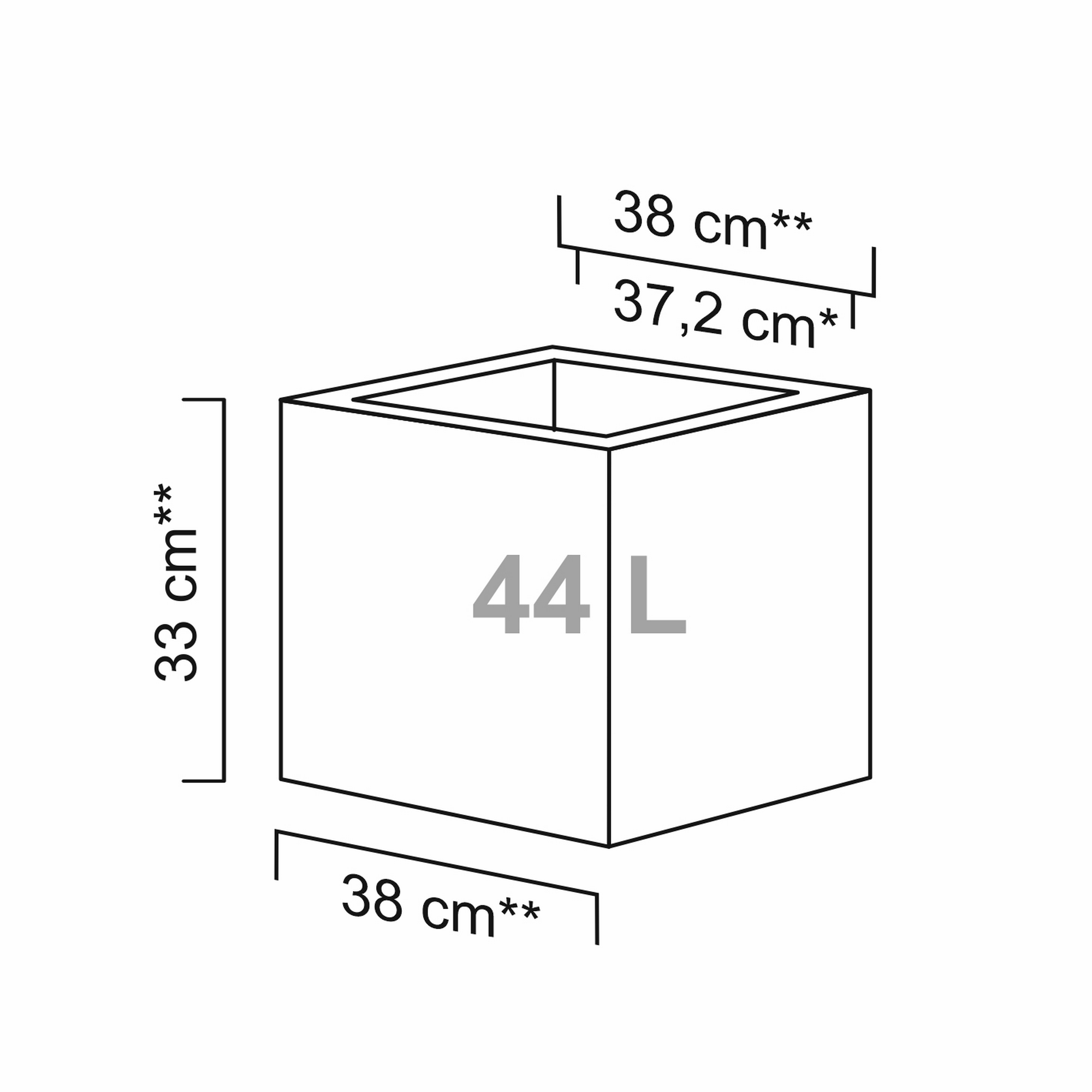 Pflanzwürfel 'C Cube' Stony Black 38 x 33 cm