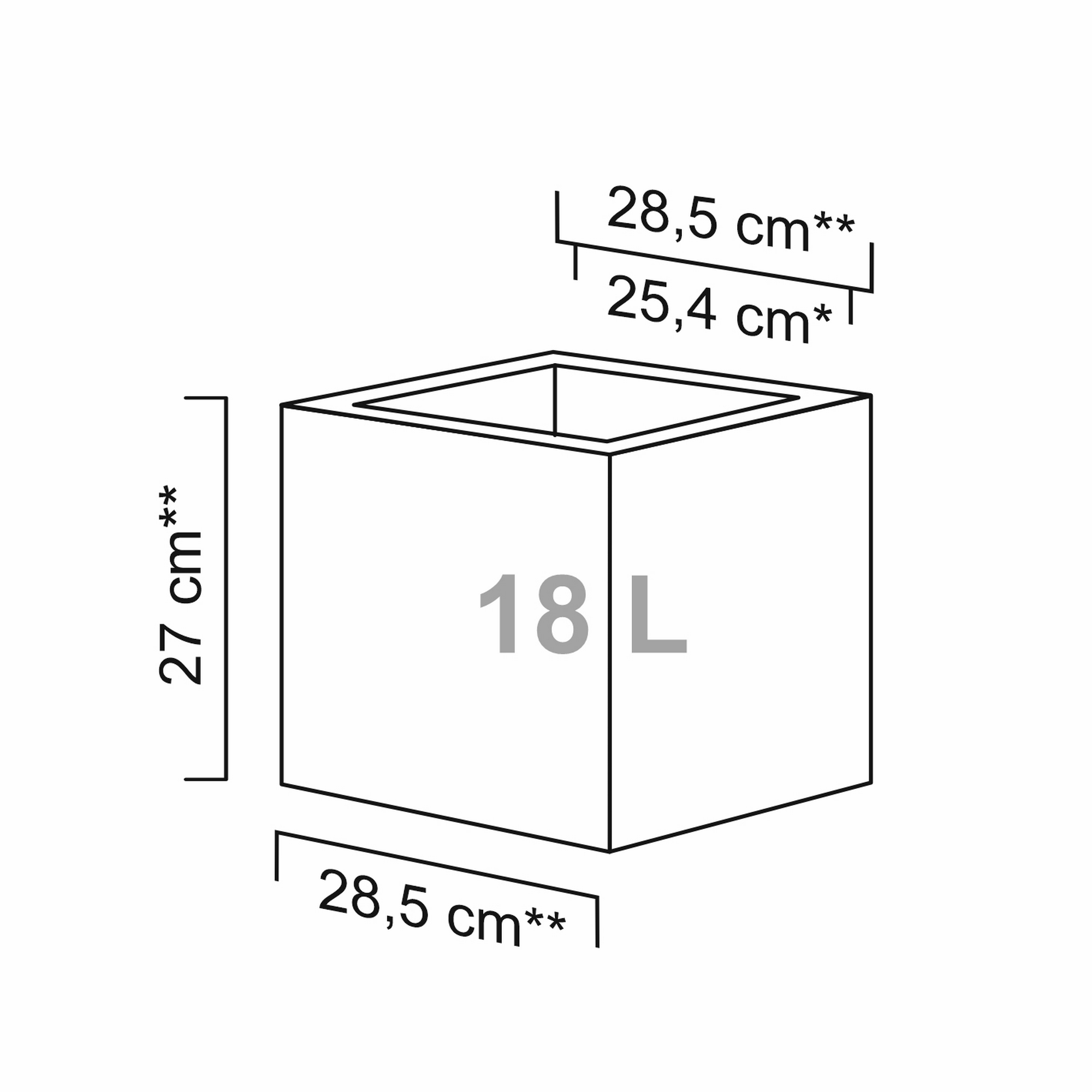 Pflanzwürfel 'C Cube' Stony Grey 28,5 x 27 cm