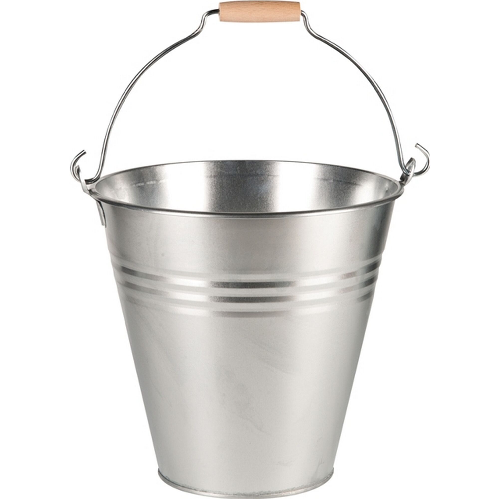 Verzinkter Eimer mit Holzgriff